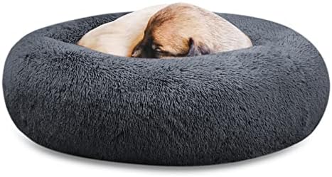 SAVFOX Calming Dog Bed, Anti Anxiety Dog Bed, Plush Donut Dog Bed for Small Dogs, Medium, Large & X-Large, Soft Fuzzy Comfy Dog Bed in Faux Fur, Cuddler Pet Bed, Washable, Multiple Sizes S-XL