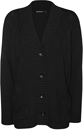 WearAll Plus Size Womens Button Long Sleeve Pocket Top Ladies Knitted Cardigan - 4-22