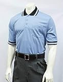 Smitty | BBS-300 | Baseball Softball Umpire Shirt | Performance Mesh Short Sleeve | Sized to Accommodate Chest Protector (Carolina Blue w/Black Trim, 2XL)