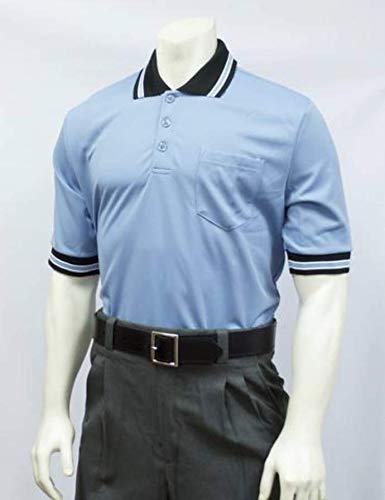 Smitty | BBS-300 | Baseball Softball Umpire Shirt | Performance Mesh Short Sleeve | Sized to Accommodate Chest Protector (Carolina Blue w/Black Trim, 3XL)