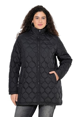 Ulla Popken Damen Hyprar Steppjacke, Wasserabweisend, Stehkragen Jacken, Schwarz, 50-52 EU
