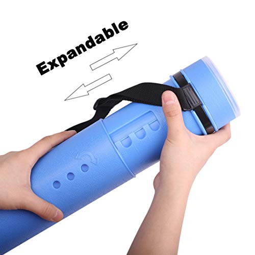 2-Pack Extendable Poster Tubes Expand From 24.5” To 40” With Shoulder Strap | Carry Documents, Blueprints, Drawings And Art | Blue And Yellow Portable Durable Round Storage Cases With Lids And Labels #TOP2