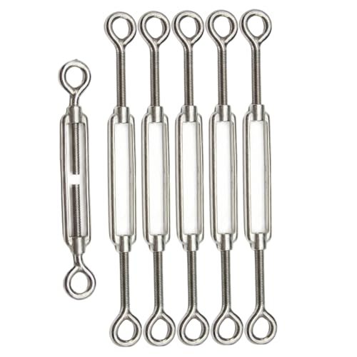 6 unidades Tensores de Tensión, Tensores ajustables de acero inoxidable 304 O a O para cables, vela de sombra, barandales y colgantes miniatura 1