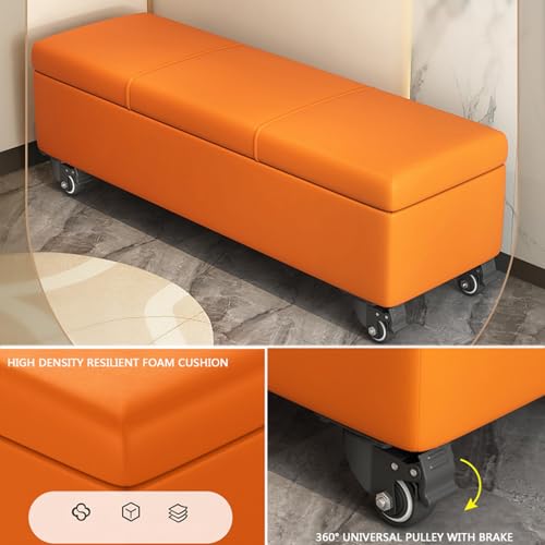 Banc ottoman en cuir rembourré pour optimiser le rangement du salon - 7