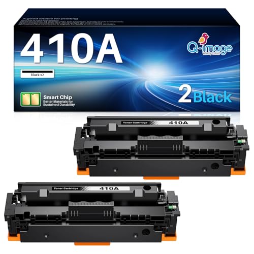 Q-image 410A Toner Kompatibel für HP 410A 410 410X CF410X CF410A Color Laserjet Pro MFP M477fdw M477fdn M377dw M477fnw M452dn M452dw M452nw M452 M477 M377 (Schwarz, 2-Pack)