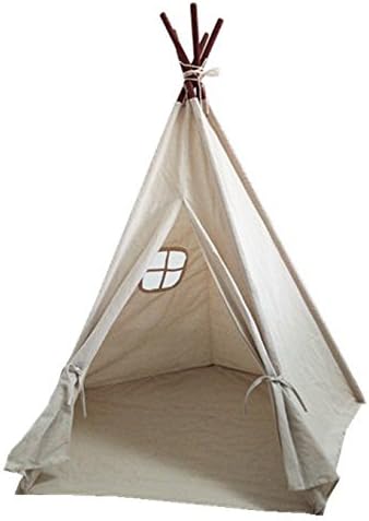 Laylala Teepee Play Tent Indian Play Tent Childrens Play House for Kids Outdoor and Indoor Play with Carry Case,5 Poles Design ( Light Brown Color)