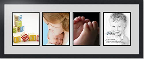 ArtToFrames Collage Photo Frame Double Mat with 4-8x10 Openings with Satin Black Frame and Candlewick mat.