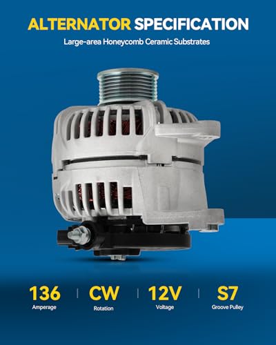 Image of PHILTOP New 13985N Alternator Compatible with Dodge, 2003-2006 Ram 1500 5.7L, 2003-2006 Ram 2500 5.7L, 2004 Durango 5.7L, 2003-2006 Ram 3500 5.7L 136A Alternator Replacement
