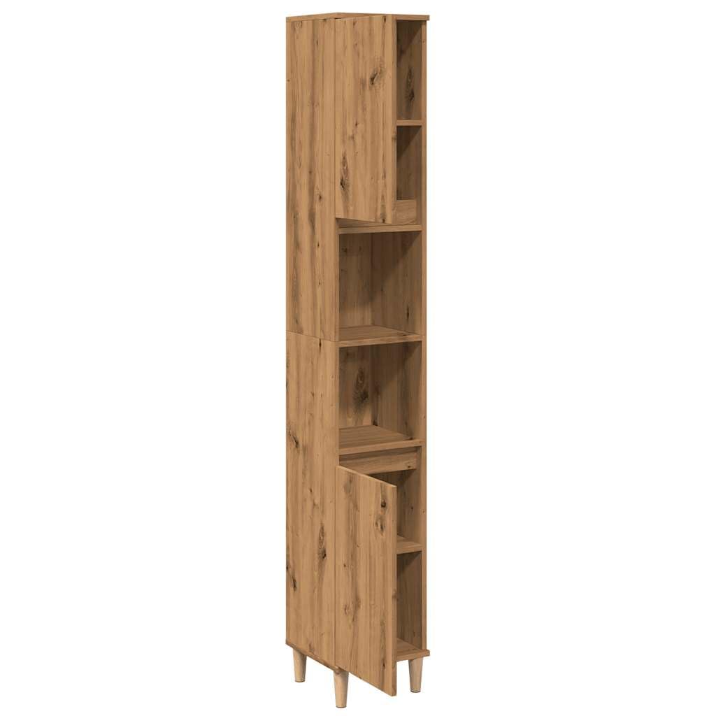 vidaXL Armario de baño Madera contrachapada Roble Artisan 30x30x190 cm