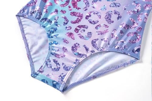 Zaclotre Gymnastics Leotards for Girls Sparkly Hollow Back Dance Unitards Biketards with Shorts Activewear 6-7 Years