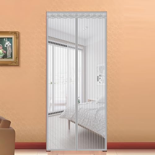 Zanzariera Magnetica per Porta Finestra Impedisce agli Insetti, Zanzariera Porta Finestra Tenda, Facile Installare, Chiusura Automatica per Balcone, Soggiorno, Cantine, Terrazze (Grigio, 90 x 220cm)