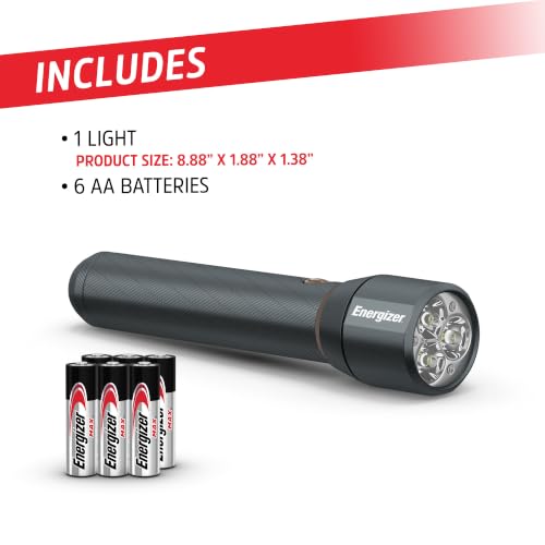 Image of Energizer LED Flashlight Vision PRO, Ultra Bright 1000+ Lumens, IPX4 Water Resistant, Aircraft-Grade Aluminum LED Light, Rugged Metal Flash Light for Outdoors, Emergency Power Outage, Gray
