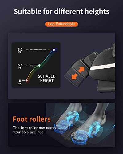 Bestmassage Electric Shiatsu Zero Gravity Full Body Massage Chair Recliner With Built-In Heat Therapy Foot Roller Airbag Massage System Stretch Vibrating Wireless Bluetooth Speaker,Black #TOP5