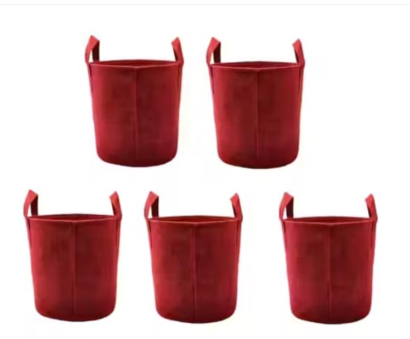 Image of OON Geo Grow Bag for Terrace and Flowers Vegetable Gardening, Premium Geo Fabric 450 GSM Plant Bags, Maroon Color, Eco Friendly Geo Fabric (5, Maroon, 6X6 INCH)