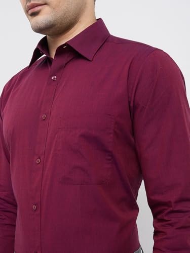 Image of Raymond Men Slim Fit Fil-A-Fil Pattern Pure Cotton Semi Cutaway Collar Full Sleeve Formal Shirt