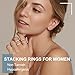 Dochais Gold Rings for Women 5PCS Stackable 14K Gold Plated Stacking Rings for Women Non Tarnish Trendy Dainty Rings Cubic Zirconia Gold Rings Set Statement Wedding Bands Rings Size 6