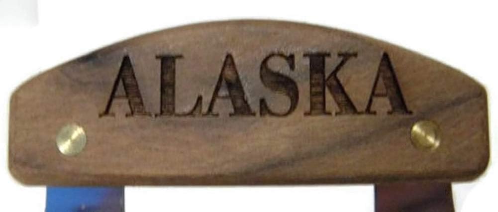 Alaskan Ulu, Inupiat Style with Alaska Etched Walnut Handle 6 Inch