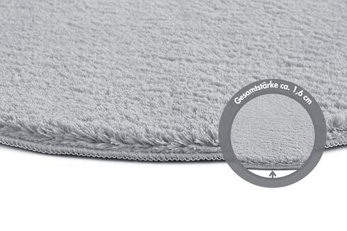 andiamo Teppich Arezzo für Wohnzimmer Esszimmer pflegeleichter eleganter gemütlicher Teppich einfarbig 67 cm rund grau