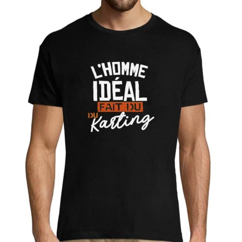 T-shirt homme l'homme idéal fait du karting en coton bio