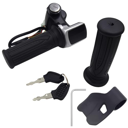 MAKGAGAAI 48V Half-Twist Throttle Grip with Key Lock, 22.2mm Handlebar