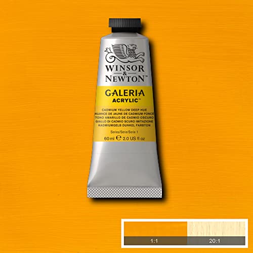 Image of Winsor & Newton Galeria Acrylic Colour - Tube of 60 ML - Cadmium Yellow Deep Hue (115) - Highly Pigmented Lightfast Artists' Acrylic Paints for Canvas, Wood, Fabric & Paper - More Colours Available