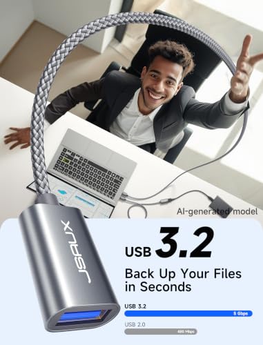 Image of JSAUX 2Pack 10FT+10FT USB 3.0 Extension Cable, Type A Male to Female USB Extender Cord Nylon Braided Compatible with Webcam, Camera, Phone, USB hub, Mouse, Keyboard, Printer, Hard Drive, Xbox-Grey