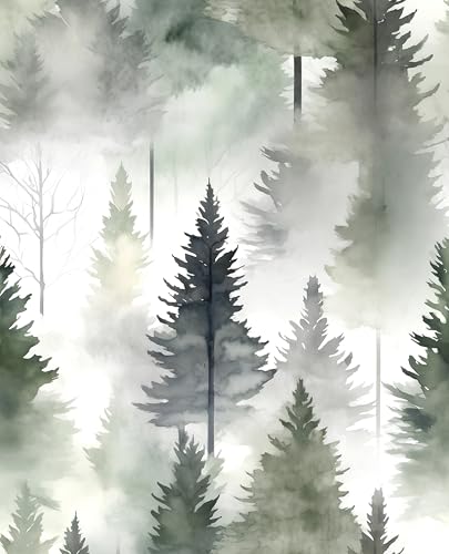 Laatse Foggy Forest Wallpaper Peel and Stick Misty Woodland Wall