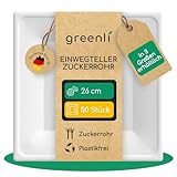 greenli® Einwegteller aus Zuckerrohr – 26 x 26 cm, 50 Stück...