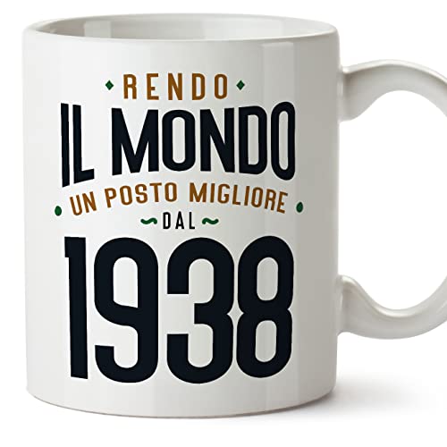 MUGFFINS Tazas 1938 Cumpleaños - En Italiano - Rendo il Mondo un Posto Migliore - 11 oz / 330 ml - Regalo original y divertido