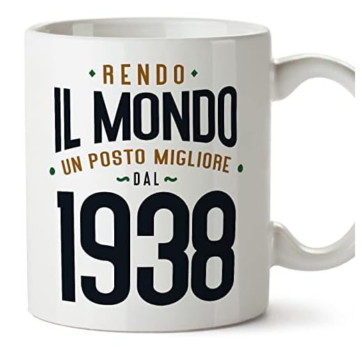 MUGFFINS Tazas 1938 Cumpleaños - En Italiano - Rendo il Mondo un Posto Migliore - 11 oz / 330 ml - Regalo original y divertido