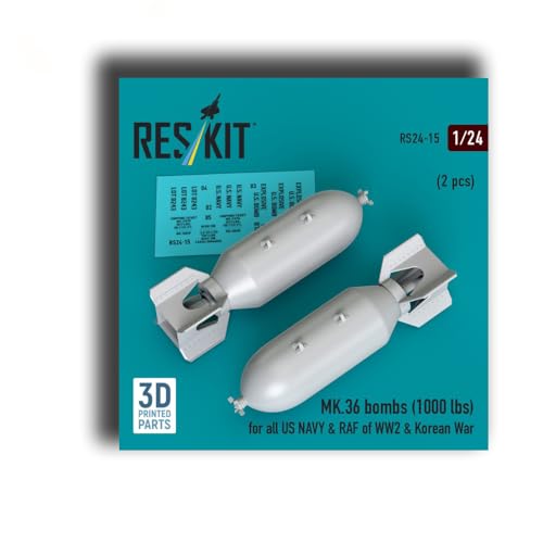 RS24-0015 1/24 Dummy 3D Printed/Resin MK.36 (1000 lbs) for All US Navy & RAF of WW2 & Korean War (2 pcs) (3D Printed) R-eskit