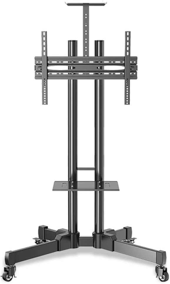 Support TV mobile au sol réglable en hauteur avec double plateau pour téléviseurs de 32 à 42
