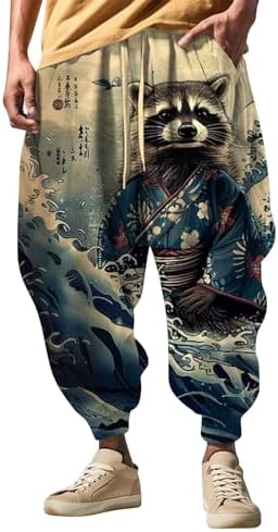 Pantalones Hombre con Bolsillos Loose Pants Estampado De Estilo J...