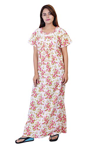 Image of Women's Cotton Block Print Knee Length Nighty