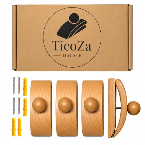 TicoZa Quilt Hangers for Wall (4-Pack) Wooden Quilt Hanger for Display Wall Hanging Clips for Blankets Tapestries & Rugs Minimalist Home Decor