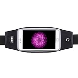 AOOK Running Belt Waist Pack, Zipper Design/ Transparent Touch Screen Window/ Headphone Jack Fit for 4.7INCH/5.5INCH iPhone 6, 6S,6 Plus, 6S Plus, Samsung Galaxy S5,S6, S7,Edge, Note 3,4,5