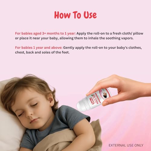 Image of Tekme Total Cold Relief Roll-On for Babies, 100% Natural with Organic Eucalyptus & Peppermint Oil, Relief from Cold, Cough, Block Nose & Nasal Congestion 40ml(Pack of 2)