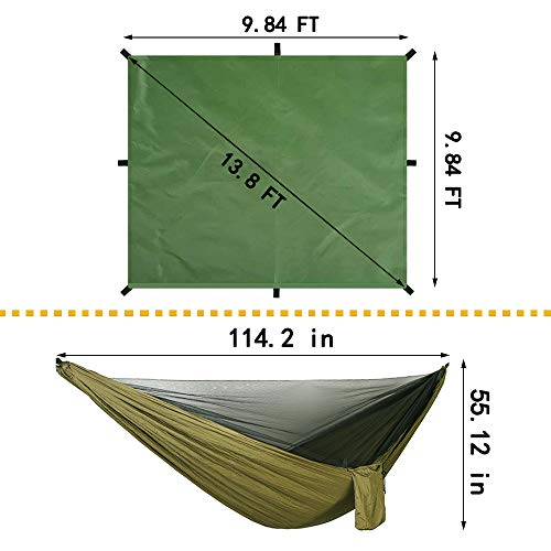 Oversized Rain Tarpaulin,Camping Hammock With Mosquito Net Rain Fly Heavy Duty Tree Strap,Single Double Hammock Tent Waterproof Rainfly Set,Camping Backpacking Backyard Patio Hiking Travel Outdoor #TOP5