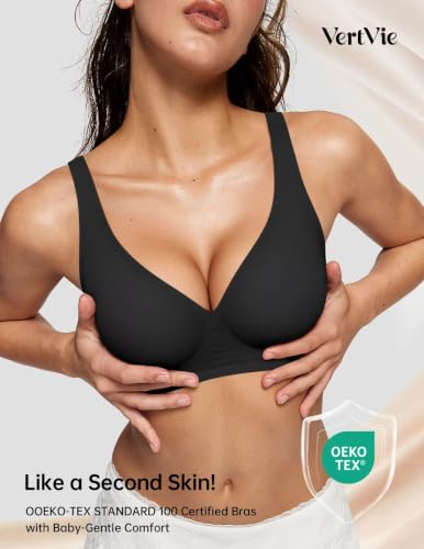 Image of Vertvie Jelly Wireless Bras for Women Push Up Plunge Seamless T-Shirt Bras No Underwire Supportive Full Coverage Bralettes