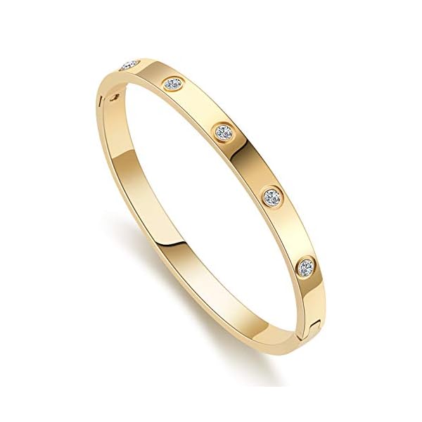 Chrishine-Life-Love-Friendship-Bracelet-Bangle-Gold-Rose-Gold-Silver-with-Cubic-Zirconia-Stones-Stainless-Steel-Hinged-Jewelry-with-Crystal-Oval-Bracelet-Birthday-Present-for-Her-Women-Teen-Girls Chrishine Life inspirational Bracelet for Women Gifts for Teen Girls