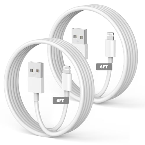 Car Apple CarPlay Cable,2 Pack 6FT iPhone Charger Cord [Apple MFi Certified] USB to Lightning Cable Fast Charging for i Phone 14,14 Pro Max, 13/12/11/X/XS/XR/XS/iPad