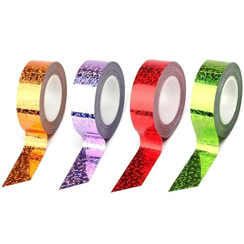 ホログラムテープ【4色セット】キラキラテープ スティック フープ グリッターテープ DIY アクセサリー デコレーション テープ DIY ラッピング シール アクセサリー 手作り用 誕生日パーティー 結婚式 diyテープ デコレーション 15mm×5M