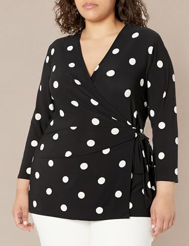Anne Klein Women's Plus Size Printed Ity 3/4 SLV Wrap Top (H22)3
