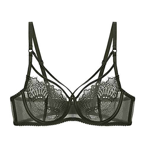 Soutien-gorge avec armatures WENJUN en dentelle brodée vert 90C