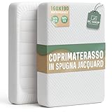 BCSHOP Coprimaterasso Matrimoniale 160x190 x 27cm Elasticizzato con Angoli - Copri Materasso Matrimoniale in Spugna Jacquard - Coprimaterasso Antiacaro Lavabile e Regolabile per Materassi a 2 Piazze