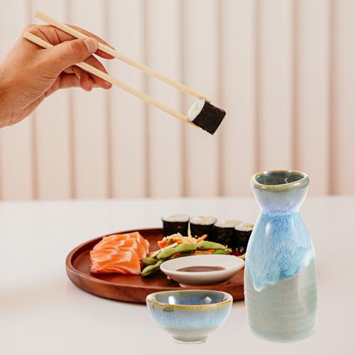 Set de sake japonés de cerámica Gogogmee con botella y 4 vasos de colección 7