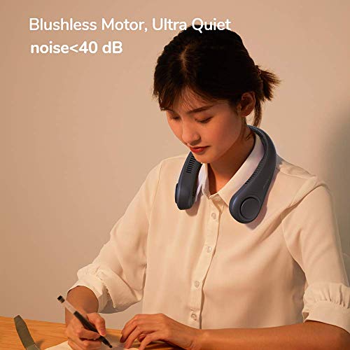 JISULIFE Neck Fan Portable, Personal Wearable Fan with Battery Rechargeable, Bladeless Travel Cooling Design with Powerful Wind, 3 Speeds, Quiet, Gifts for Men/Women/Friends - Blue - Image 5