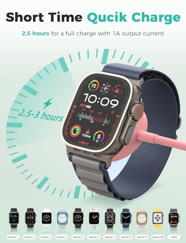 Image of 2026 Upgraded USB C for Apple Watch Charger Magnetic Fast Charging Cable Portable Wireless Charging Compatible with iWatch Series 11 /10 /9 /8 /7 /6 /5 /4 /3 /2-Pink