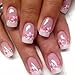 6 Packs (144 Pcs) Press on Nails Square - Short, Medium Press on Nails with Flower Design - French Tip Fake Nails Kit for Women - 12 Sizes-6 Styles