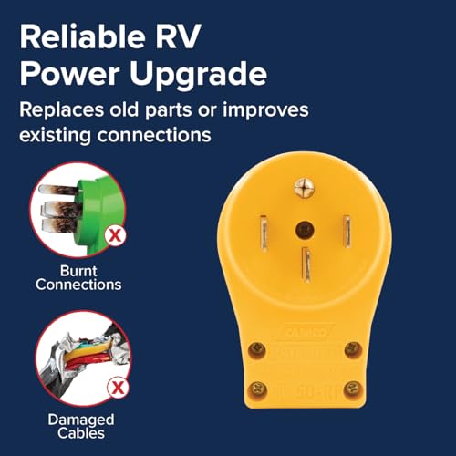 Image of Camco Power Grip 50 Amp RV Power Cord Replacement Plug - Easy to Install